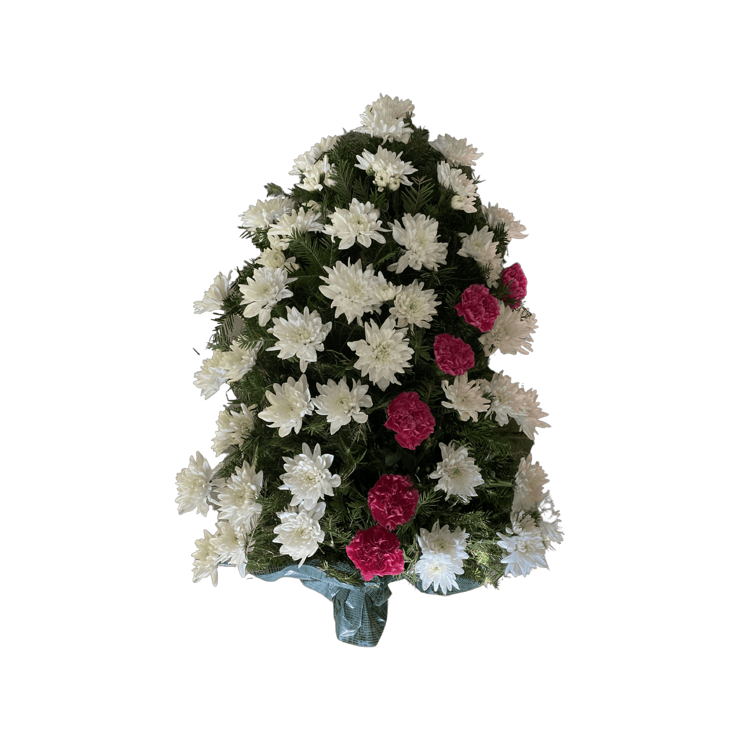Jerba funerara naturala din crizanteme si garoafe si brad natural