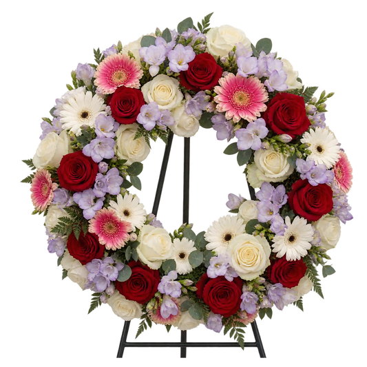 coroana-funerara-naturala-din-gerbera-trandafiri-si-frezie