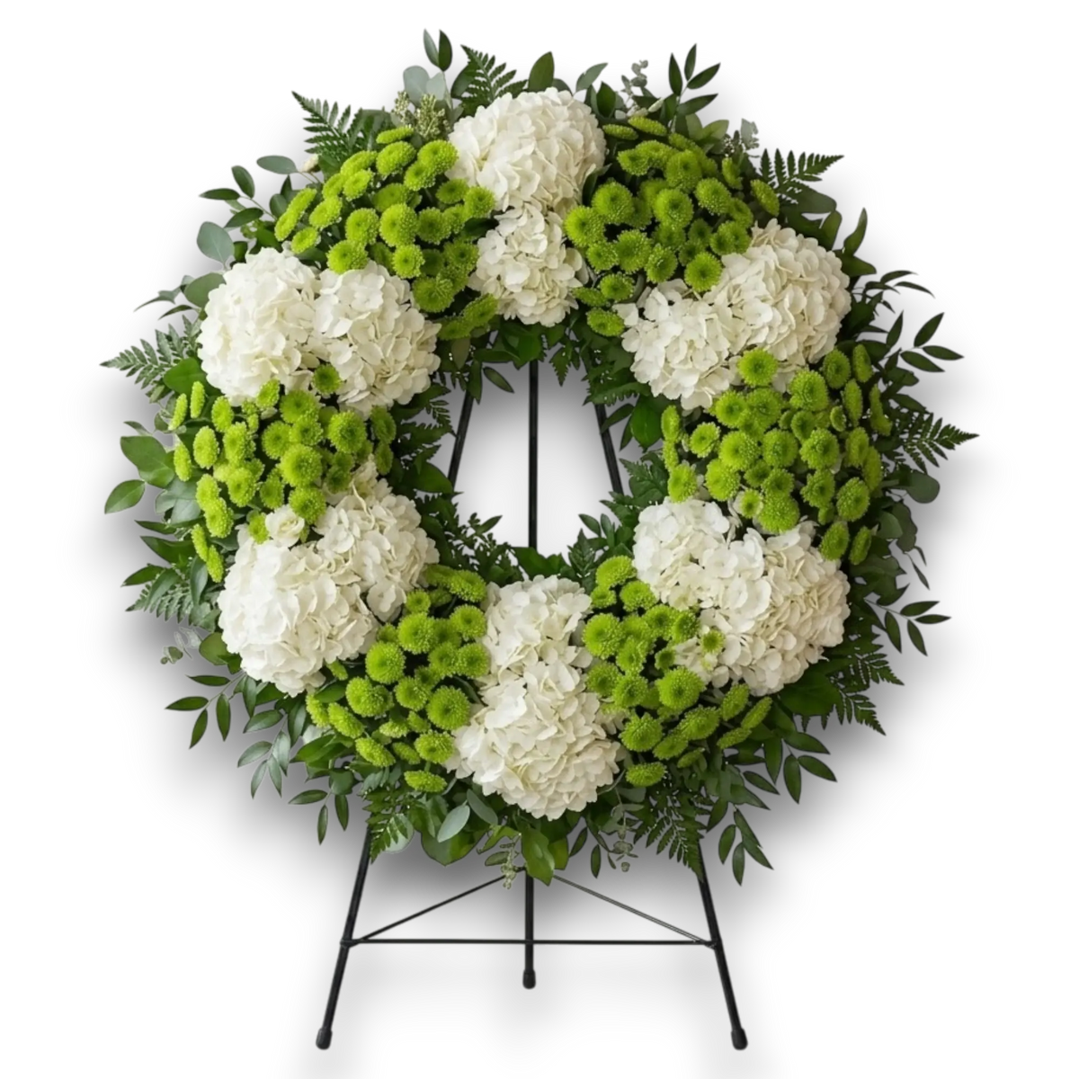 coroana-funerara-din-hortensie-alba-si-santini